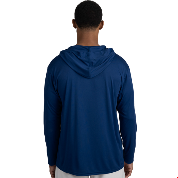 BLU-X-DRI LONG SLEEVE HOODED TEE NAVY 2 EXTRA LARGE SOLID