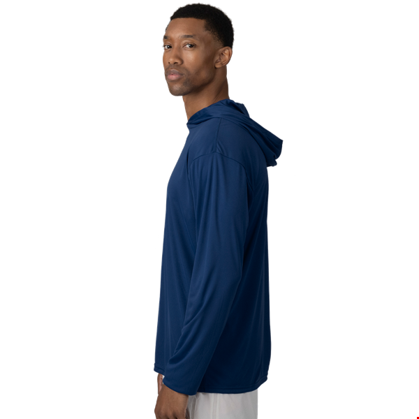 BLU-X-DRI LONG SLEEVE HOODED TEE NAVY 2 EXTRA LARGE SOLID