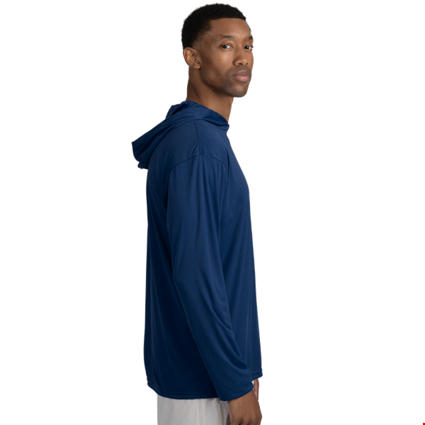BLU-X-DRI LONG SLEEVE HOODED TEE NAVY 2 EXTRA LARGE SOLID