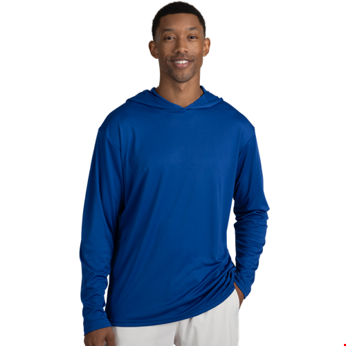 BLU-X-DRI LONG SLEEVE HOODED TEE ROYAL 2 EXTRA LARGE SOLID