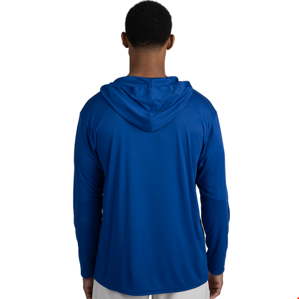BLU-X-DRI LONG SLEEVE HOODED TEE ROYAL 2 EXTRA LARGE SOLID