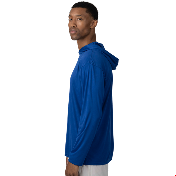 BLU-X-DRI LONG SLEEVE HOODED TEE ROYAL 2 EXTRA LARGE SOLID
