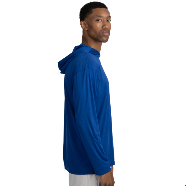 BLU-X-DRI LONG SLEEVE HOODED TEE ROYAL 2 EXTRA LARGE SOLID