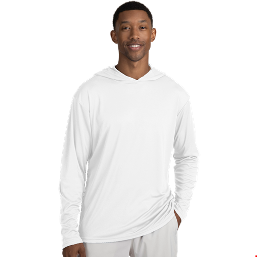 BLU-X-DRI LONG SLEEVE HOODED TEE WHITE 2 EXTRA LARGE SOLID