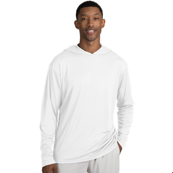 BLU-X-DRI LONG SLEEVE HOODED TEE WHITE 2 EXTRA LARGE SOLID