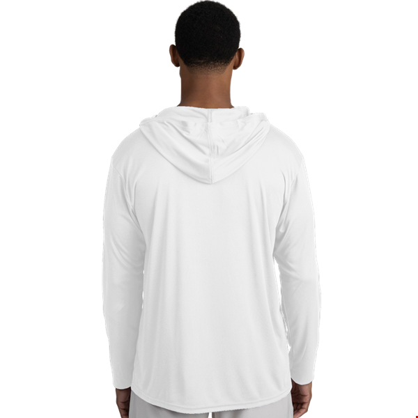 BLU-X-DRI LONG SLEEVE HOODED TEE WHITE 2 EXTRA LARGE SOLID