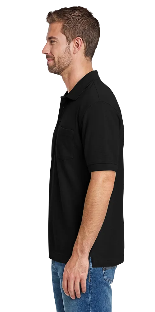ADULT SOFT TOUCH POCKETED POLO  -  BLACK 2 EXTRA LARGE SOLID