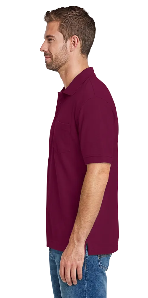 ADULT SOFT TOUCH POCKETED POLO  -  BURGUNDY 2 EXTRA LARGE SOLID