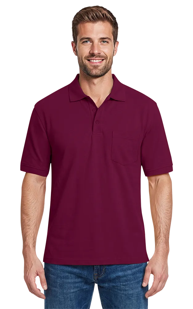 ADULT SOFT TOUCH POCKETED POLO  -  BURGUNDY 2 EXTRA LARGE SOLID