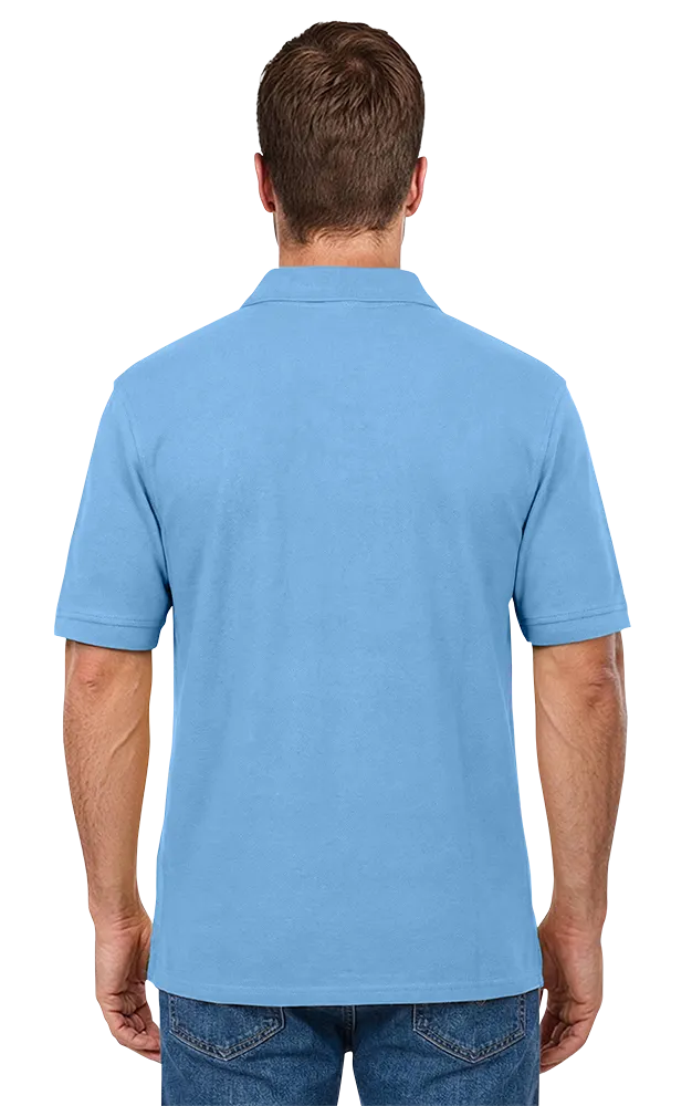 ADULT SOFT TOUCH POCKETED POLO  -  LIGHT BLUE 2 EXTRA LARGE SOLID