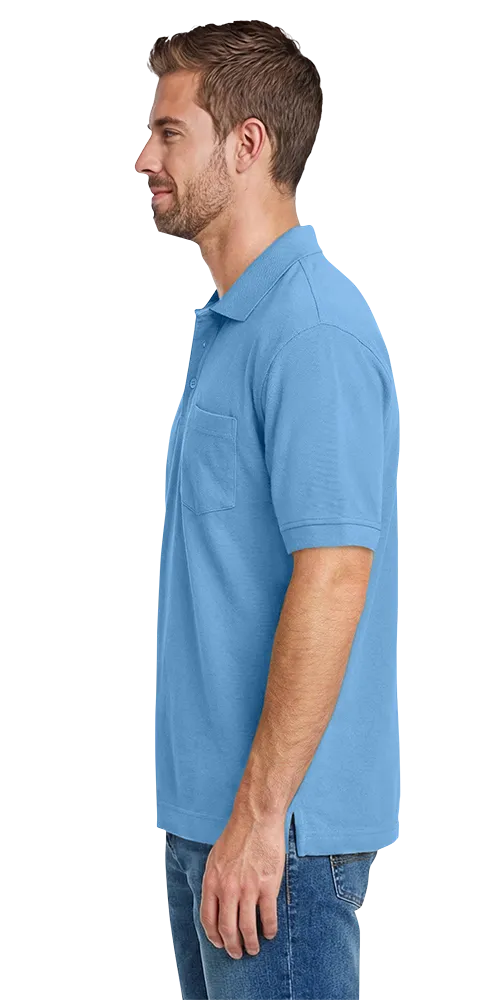 ADULT SOFT TOUCH POCKETED POLO  -  LIGHT BLUE 2 EXTRA LARGE SOLID