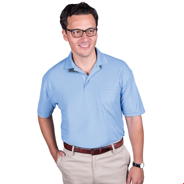 ADULT SOFT TOUCH POCKETED POLO  -  LIGHT BLUE 2 EXTRA LARGE SOLID