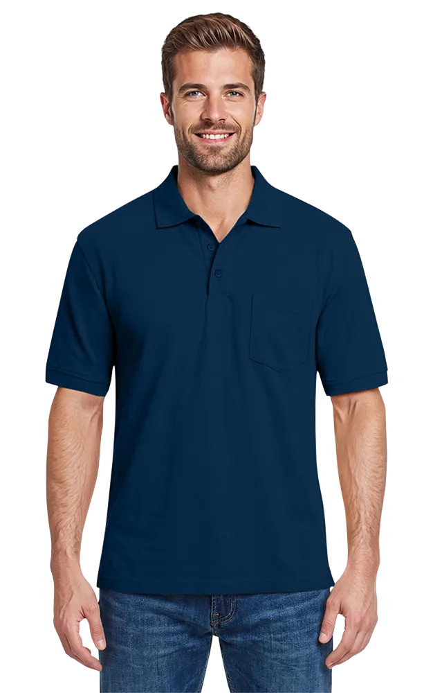 ADULT SOFT TOUCH POCKETED POLO  -  NAVY 2 EXTRA LARGE SOLID