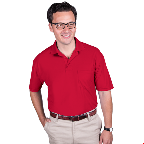 ADULT SOFT TOUCH POCKETED POLO  -  RED 6 EXTRA LARGE SOLID