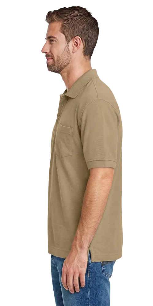 ADULT SOFT TOUCH POCKETED POLO  -  TAN 2 EXTRA LARGE SOLID