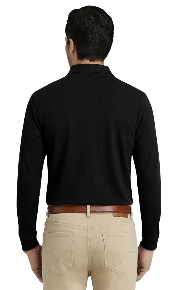 ADULT SOFT TOUCH LONG SLEEVE POLO  -  BLACK 2 EXTRA LARGE SOLID