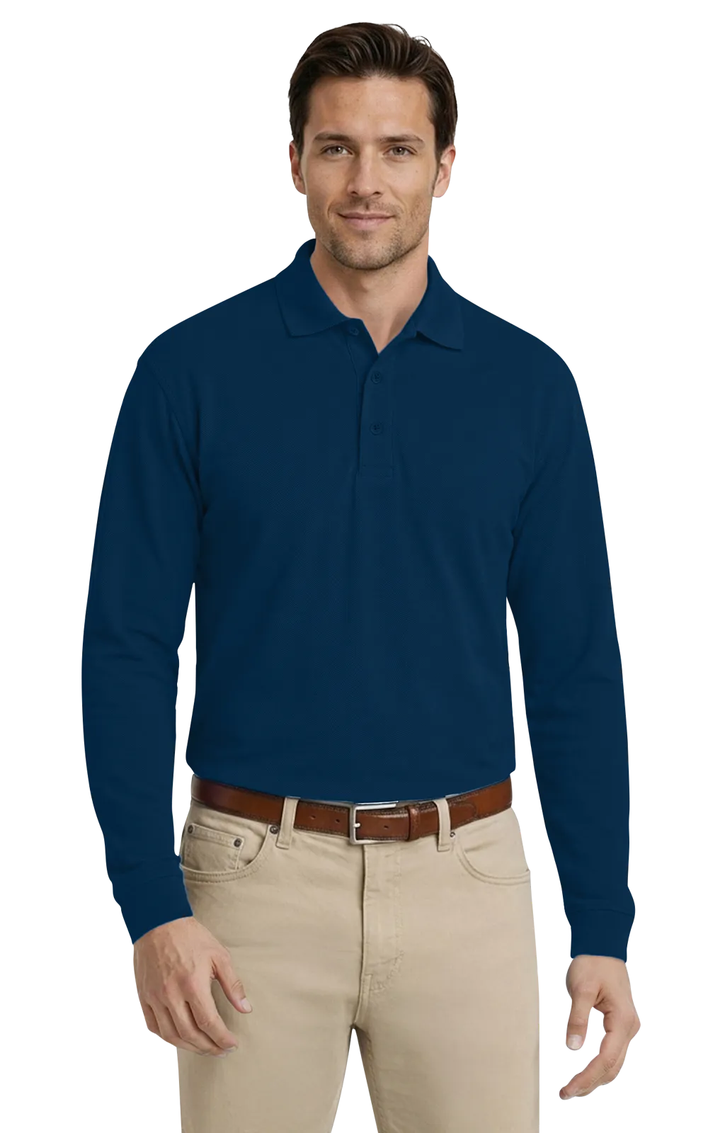 ADULT SOFT TOUCH LONG SLEEVE POLO  -  NAVY 2 EXTRA LARGE SOLID