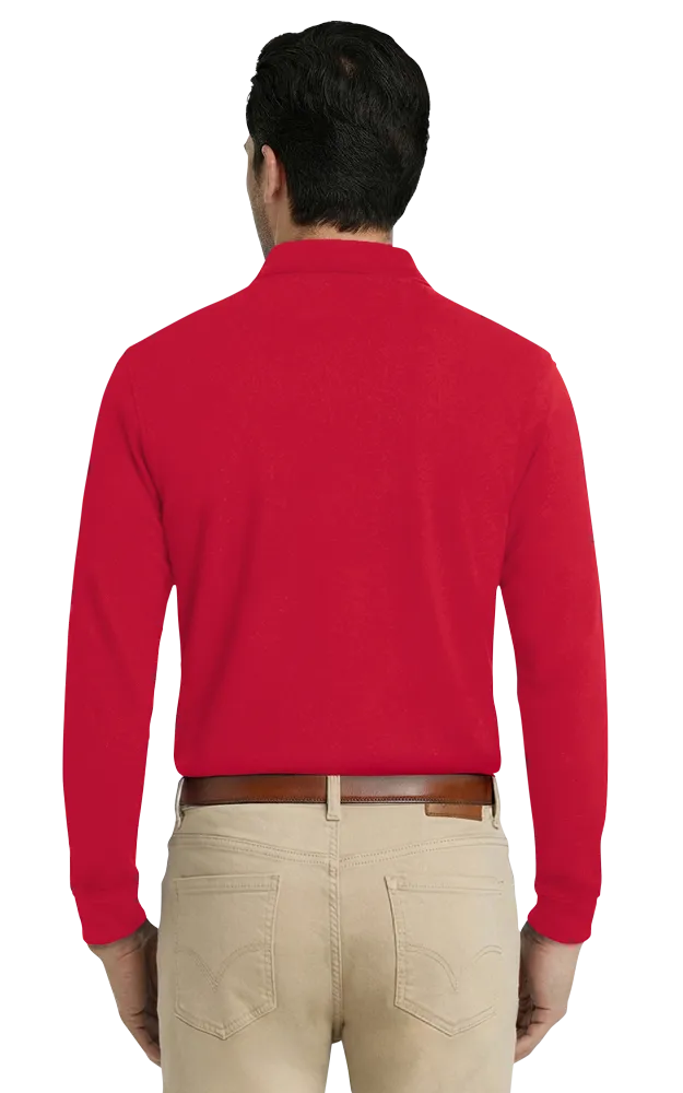 ADULT SOFT TOUCH LONG SLEEVE POLO -  RED 2 EXTRA LARGE SOLID