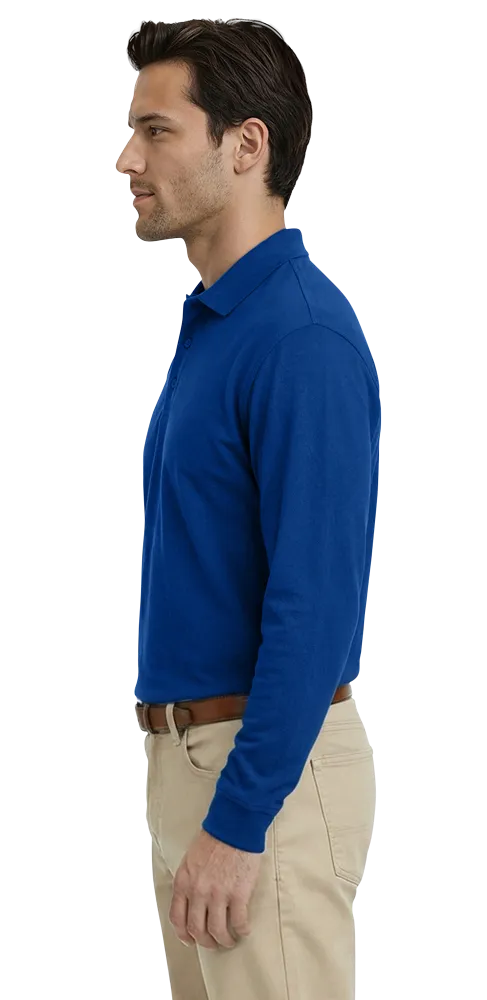ADULT SOFT TOUCH LONG SLEEVE POLO  -  ROYAL 2 EXTRA LARGE SOLID