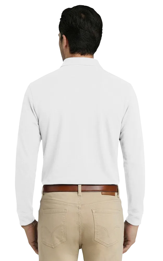 ADULT SOFT TOUCH LONG SLEEVE POLO  -  WHITE 2 EXTRA LARGE SOLID