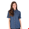 LADIES SHORT SLEEVE PREMIUM DENIM  -  VINTAGE BLUE 2 EXTRA LARGE SOLID