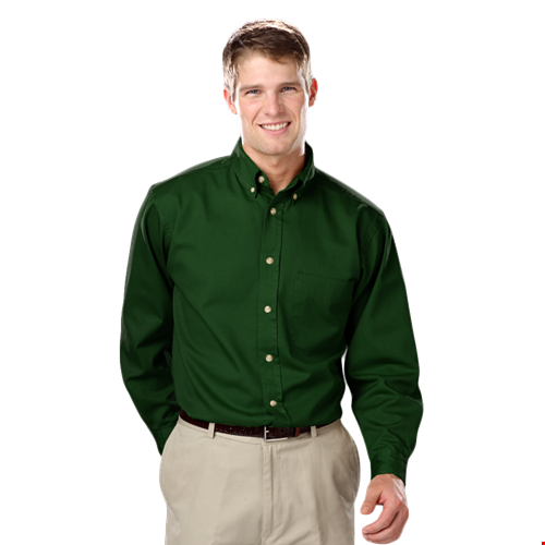 MENS LONG SLEEVE 100% COTTON TWILL  -  HUNTER 2 EXTRA LARGE  SOLID