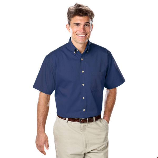 MENS SHORT SLEEVE 100% COTTON TWILL -  NAVY 2 EXTRA LARGE  SOLID