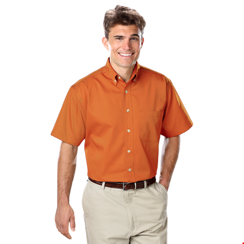 MENS SHORT SLEEVE 100% COTTON TWIL  -  ORANGE 2 EXTRA LARGE SOLID