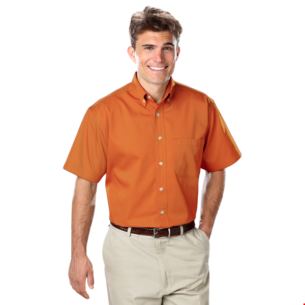 MENS SHORT SLEEVE 100% COTTON TWIL  -  ORANGE 2 EXTRA LARGE SOLID