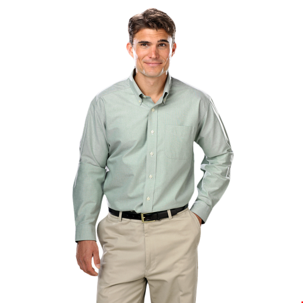 MENS LONG SLEEVE OXFORD - LIGHT GREEN 2 EXTRA LARGE SOLID