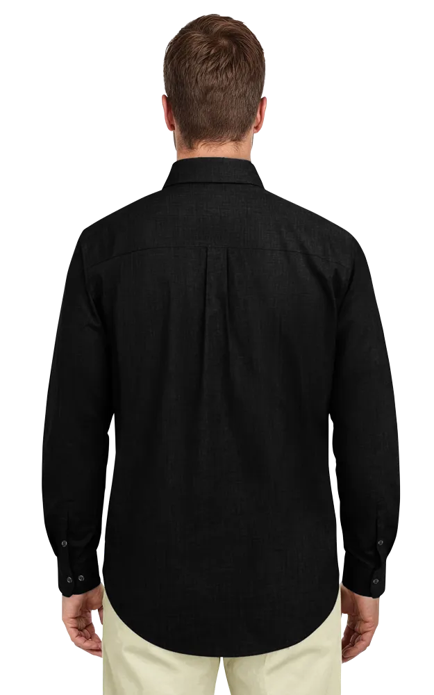 MEN'S CROSS-WEAVE L/S SHIRTL  -  BLACK 2 EXTRA LARGE SOLID