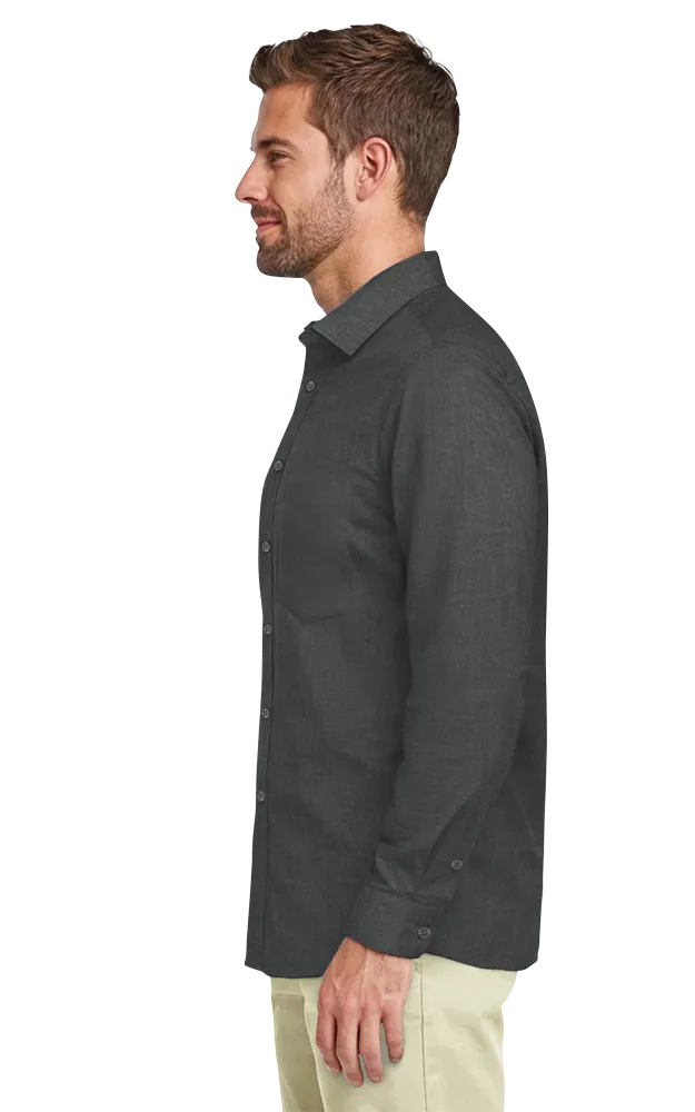 MEN'S CROSS-WEAVE L/S SHIRTL  -  CHARCOAL 2 EXTRA LARGE SOLID