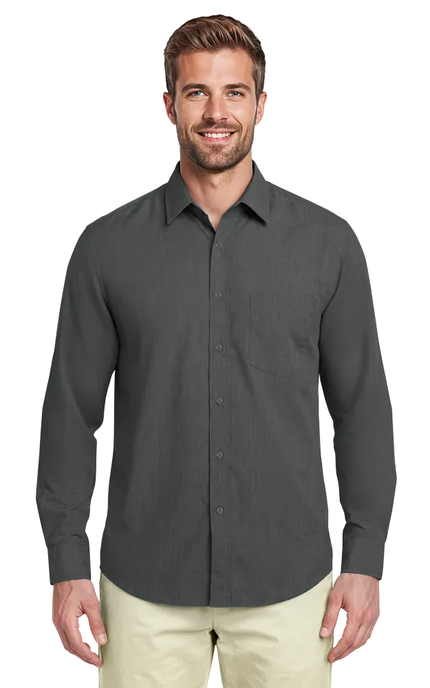 MEN'S CROSS-WEAVE L/S SHIRTL  -  CHARCOAL 2 EXTRA LARGE SOLID