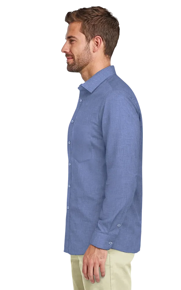 MEN'S CROSS-WEAVE L/S SHIRTL  -  FRENCH BLUE 2 EXTRA LARGE SOLID