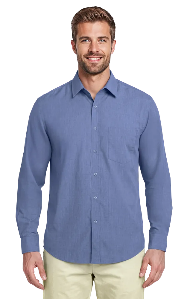 MEN'S CROSS-WEAVE L/S SHIRTL  -  FRENCH BLUE 2 EXTRA LARGE SOLID