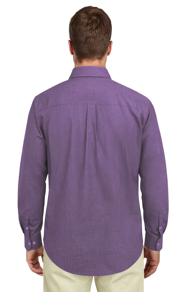 MEN'S CROSS-WEAVE L/S SHIRTL  -  PLUM 2 EXTRA LARGE SOLID