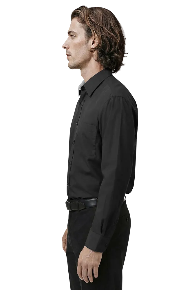 MENS L/S PEACHED FINE LINE TWILL  -  BLACK 2 EXTRA LARGE SOLID