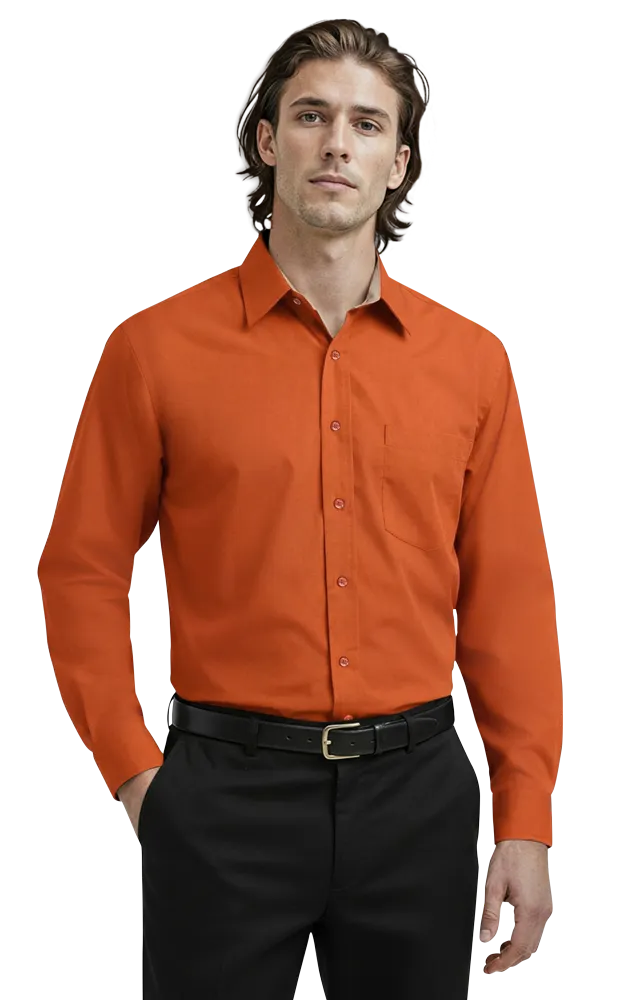 MENS L/S PEACHED  FINE LINE TWILL  -  BURNT ORANGE 2 EXTRA LARGE SOLID