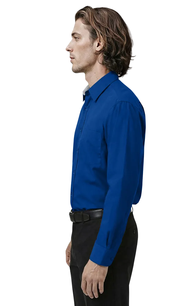 MENS L/S PEACHED FINE LINE TWILL  -  ROYAL 2 EXTRA LARGE SOLID