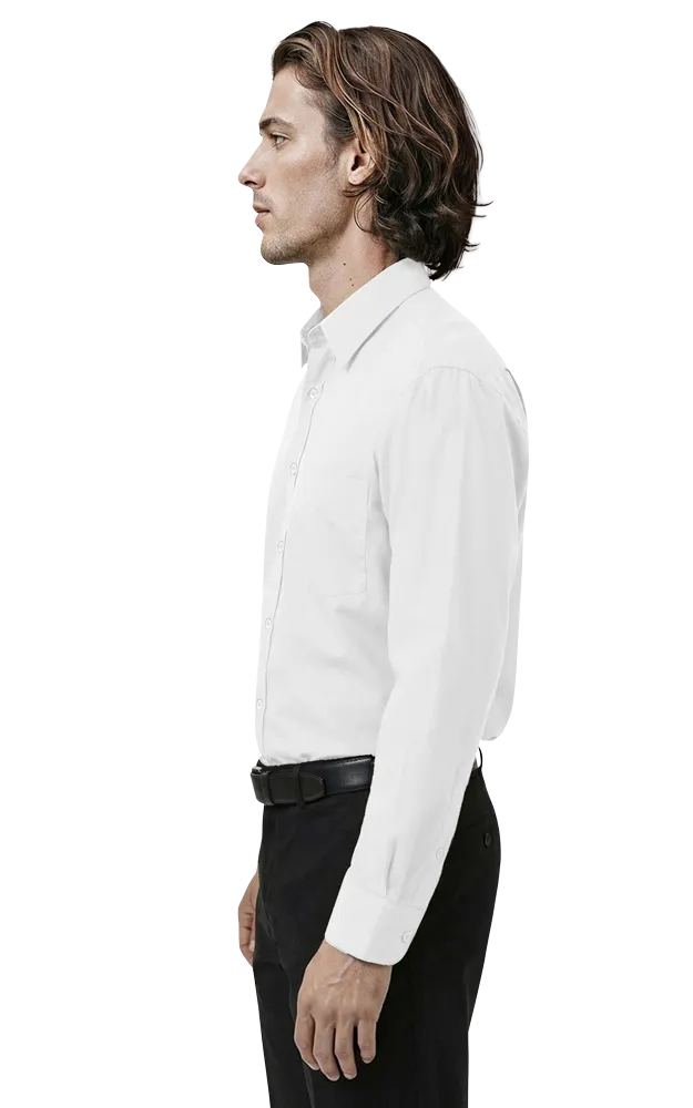 MENS L/S PEACHED FINE LINE TWILL  -  WHITE 2 EXTRA LARGE SOLID