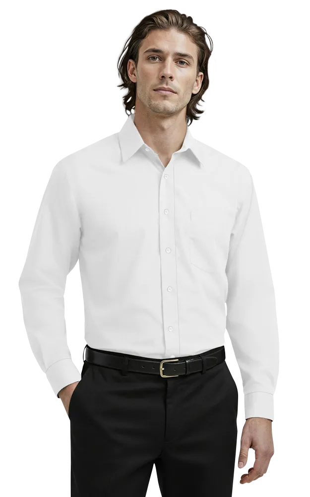 MENS L/S PEACHED FINE LINE TWILL  -  WHITE 2 EXTRA LARGE SOLID