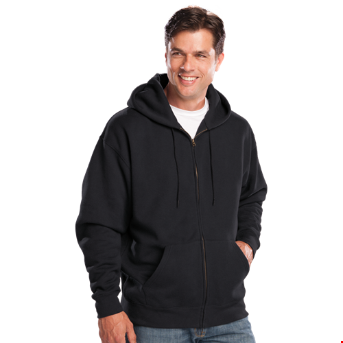 ADULT FLEECE ZIP FRONT HOODIE  -  BLACK 2 EXTRA LARGE SOLID