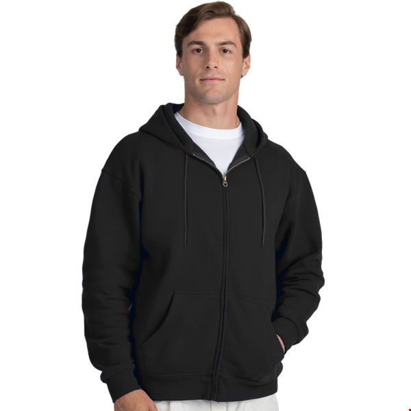 ADULT FLEECE ZIP FRONT HOODIE  -  BLACK 3 EXTRA LARGE SOLID