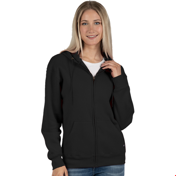 ADULT FLEECE ZIP FRONT HOODIE  -  BLACK 3 EXTRA LARGE SOLID