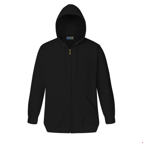 ADULT FLEECE ZIP FRONT HOODIE  -  BLACK 2 EXTRA LARGE SOLID