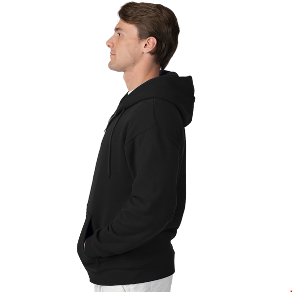 ADULT FLEECE ZIP FRONT HOODIE  -  BLACK 3 EXTRA LARGE SOLID