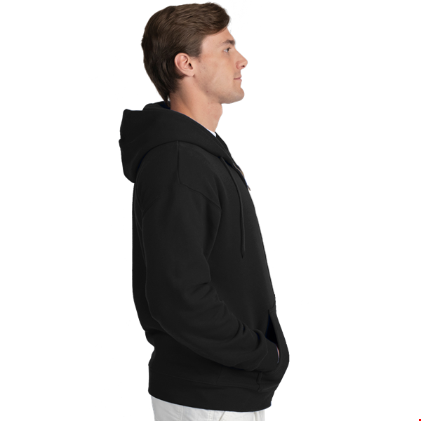 ADULT FLEECE ZIP FRONT HOODIE  -  BLACK 3 EXTRA LARGE SOLID