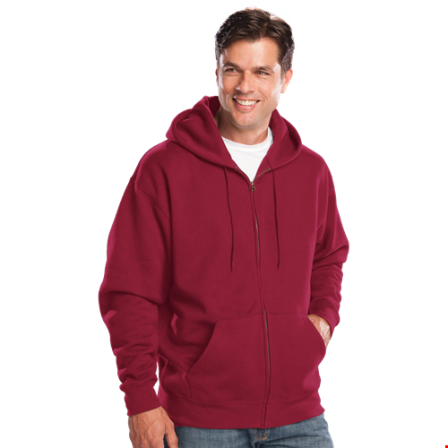 ADULT FLEECE ZIP FRONT HOODIE  -  BURGUNDY 2 EXTRA LARGE SOLID