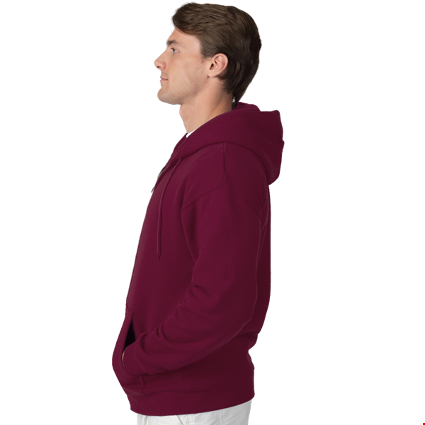 ADULT FLEECE ZIP FRONT HOODIE  -  BURGUNDY 2 EXTRA LARGE SOLID