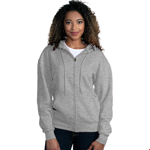 ADULT FLEECE ZIP FRONT HOODIE  -  HEATHER GREY EXTRA LARGE SOLID